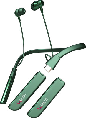 delphine cl 35 bluetooth wireless neckband with 100 hours of playtime black colour Bluetooth(Green, On the Ear)