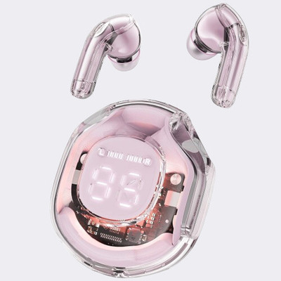NRP STAR Stylish Gaming Earbuds with Transparent Case, Type-C Fast Charge, BT 5.3 Bluetooth(Pink, In the Ear)