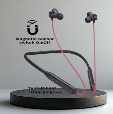 TWS Pro Neckband With Upto 58 Hours Playback & Fast Charging Earphone_8G Bluetooth & Wired(Red, In the Ear)