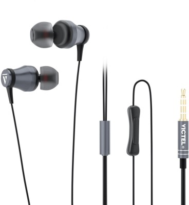 VICTEL In-Ear Earphone with 10 mm Copper Coil Speaker and MIC, METALLIC BASS, Wired Headset(Black, In the Ear)