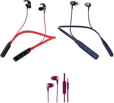 LEVELPLUS Buzz R1 & Bluetooth Music N6 With Sl Cap Neckband Combo 45 Hours Playtime Bluetooth(Red, Blue, Multicolor, In the Ear)