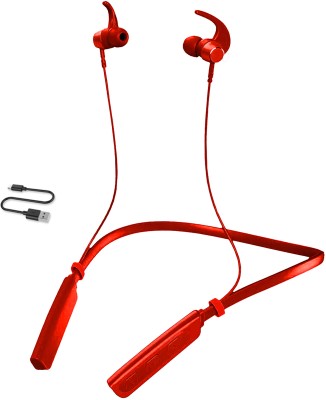 TEQIR New 2023 Boom 235V2 ROCKERZ with ASAP Charge and upto 35 Hours Playback-02 Bluetooth Headset(Red, In the Ear)