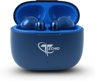 Techio Airdopes 300 Wireless Earbuds Z4 with Quad Mic, IPX4 & Fast Charging Bluetooth(Blue, True Wireless)