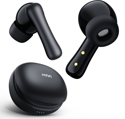 Mivi DuoPods i2 TWS,13mm Bass,45H Playtime,Dual Mic AI ENC,Low Latency,Type C,5.3 Bluetooth Headset(Black, True Wireless)