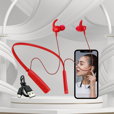 Clairbell 235 Wireless Bluetooth Neckband with Mic, Immersive Audio Upto 20H Playback O2 Bluetooth(Red, In the Ear)