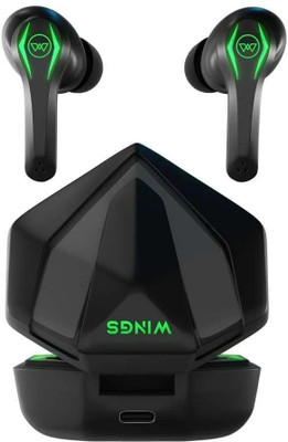WINGS Ear Earbuds with Led Battery Indicator,50Ms Low Latency Bluetooth(Green, Black, In the Ear)