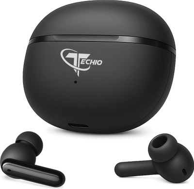 Techio Nirvana ION TWS Earbuds C6 with 40Hrs Playback & Fast Charging, Bluetooth(Black, True Wireless)