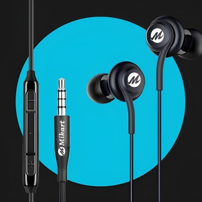 Mikart Wired with Dual Dynamic Drivers Wired Earphone Headset Wired Headset(Black, In the Ear)