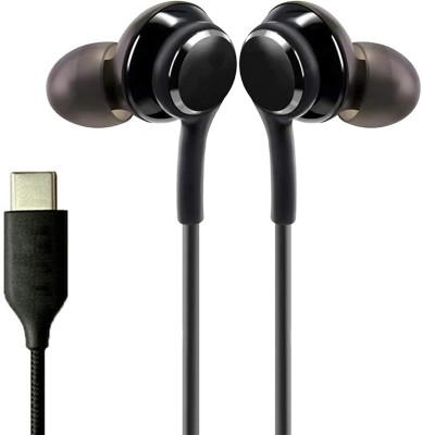 snowbudy A.KG Earphones High Bass Type C Jack Zipper Headphone Pouch (BLK) 01 Wired Headset(Black, In the Ear)