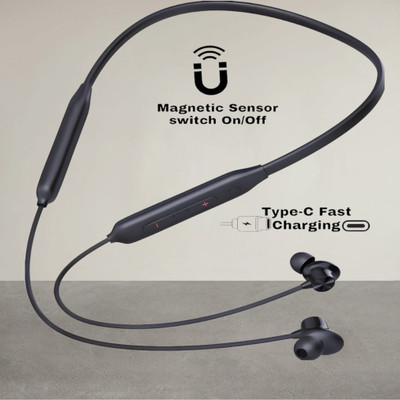 house of common Pro Neckband With Upto 48 Hours Playback & Fast Charging Earphone_T2 Bluetooth & Wired(Black, In the Ear)
