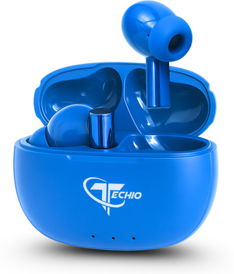 Techio ATOM 90 Bluetooth TWS Earbuds R11 | 48H Battery | ENC Mic Bluetooth(Blue, True Wireless)