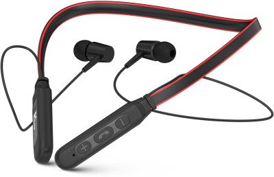 AAMS 101 Bluetooth 5.2 Neckband, 60 hours Playtime, Fast Charging, Comfort Fit Bluetooth Headset(Black, Red, In the Ear)