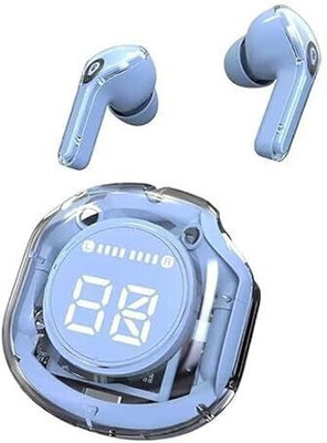 antitech T9 Earbuds ENC AI Transparent TWS Colorful True Wireless Stereo Headphones Touch Bluetooth(Blue, True Wireless)
