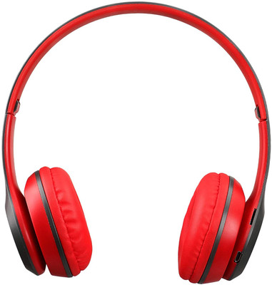 Techpunch PREMIUM QUALITY HD BASS SOUND WIRELESS HEADPHONE WITH SD CARD SUPPORT Bluetooth & Wired(Red, On the Ear)