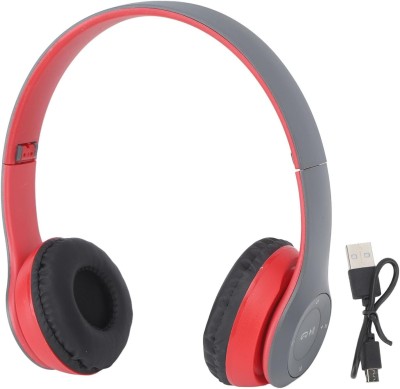 GLARIXA P47 Wireless Headphones Sports Portable Foldable On- Ear with Mic for Call Bluetooth & Wired Headset(Red, On the Ear)