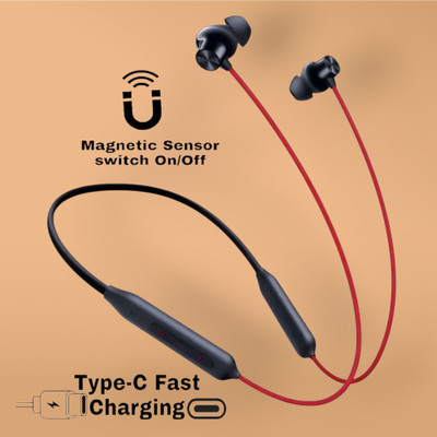 TWS Bulllets- MAGNETIC POWER OFF/ON 52Hr Playtime Headphone Bluetooth Neckband_CC Bluetooth & Wired(Red, In the Ear)