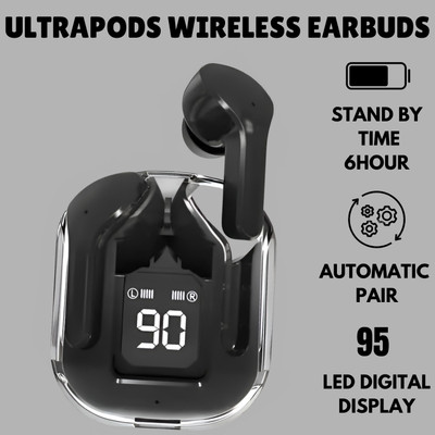GUGGU Earbuds Max UltraPods Transparent Charging Case With LED Digital Display W78 Bluetooth(Multicolor, True Wireless)
