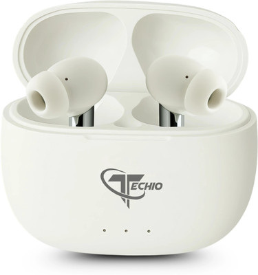 Techio Atom 90 Wireless Earbuds G12 with ENC for Clear Calling, 50H Battery Bluetooth(White, True Wireless)