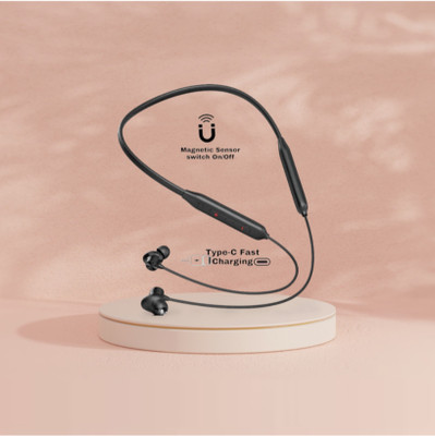 house of common Pro Neckband With Upto 48 Hours Playback & Fast Charging Earphone_9M_D9 Bluetooth & Wired(Black, In the Ear)