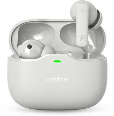 Pebble BlissBuds Ultra with Deep Bass, ANC, ENC Quad Mic, Dual Pairing, Clear Voice Bluetooth Gaming Headset(Cool White, In the Ear)