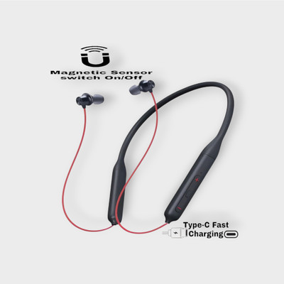 GDS Long Battery Life, High Bass/Sound, Dual Mic, Magnetic On/off, ENC Bluetooth_TK Bluetooth & Wired(Red, In the Ear)