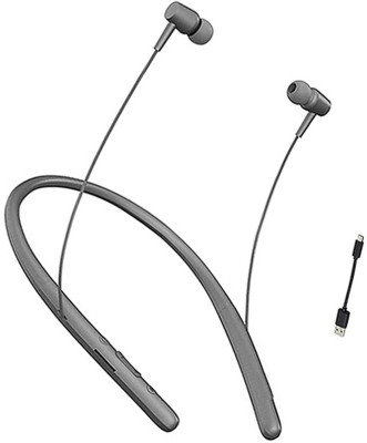 Rueqn Neckband 48 Hours Playback Active Noise cancellation IPX4(Splash & Sweat Proof) Bluetooth Gaming(GREY,Super Bass, TF Card Support, Immersive LED Lights, In the Ear)