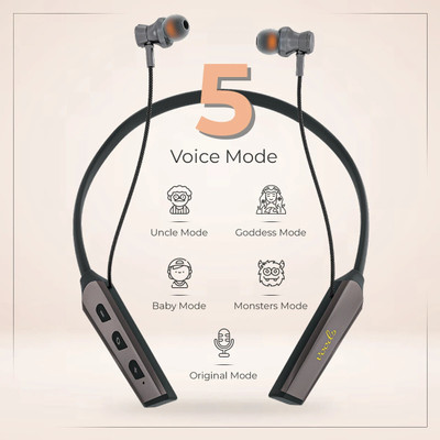 Voods V Collar - Pro Black with Voice change feature Bluetooth(Black, In the Ear)