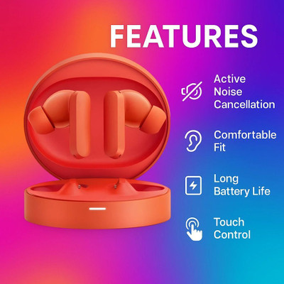 Clienty Buds Pro 2 with 13mm Bass Drivers, 39H Backup, Voice Assist & Type-C Bluetooth Gaming(Orange, True Wireless)