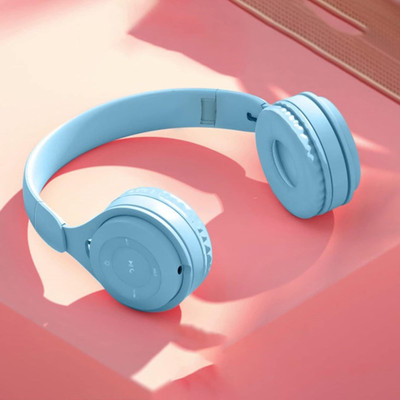 Techpunch Adjustable Best Quality Headphones with Hi-Fi Stereo Sound Lightweight Bluetooth(Blue, On the Ear)