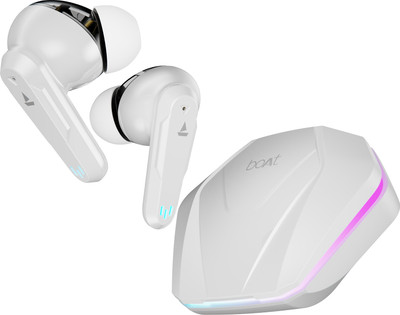 boAt Immortal 161 w/ Beast Mode(40ms Low Latency), 40 HRS Playback & 13mm Drivers Bluetooth(White, True Wireless)