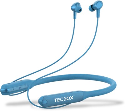 TecSox TecBand Pro Neckband upto 40 hr High Bass Sound HD Mic [Blue] Bluetooth Headset(Blue, True Wireless)