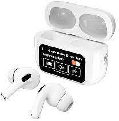 btrwop Latest Touch screen Display Earbuds with 30 hour Playtime ANC & ENC Bluetooth(White, True Wireless)