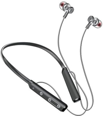 Frontech Wireless in Ear Bluetooth Neckband Earphone with Mic, Upto 12 Hours Playtime Bluetooth Headset(Black, In the Ear)