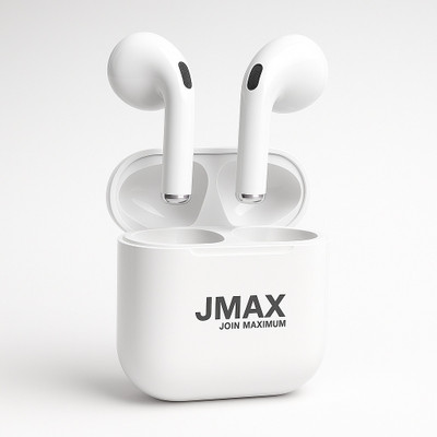 Jmax JM-TW-14 | 20H Non-Stop Music | Premium Sound| 200mAh Case | 2H Talk Time Bluetooth(White, True Wireless)