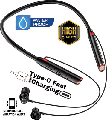 GREE MATT N80 Vibration Alert 48 Hours Playtime Cancellation Waterproof Neckband B17 Bluetooth(Midnight Black, In the Ear)