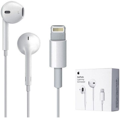 Muvit Lightning Wired Earphone [MFi Certified] Built-in Mic-iPhone 14/13/12/11 Wired Headset(White, In the Ear)