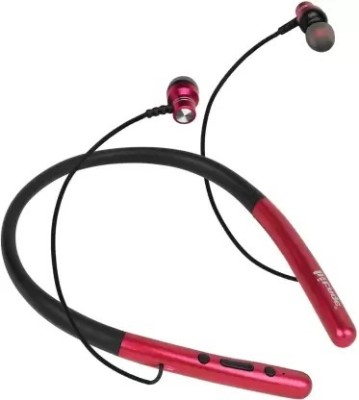 Hitage Neckband NBT6767+BT V5.0 38hrs MusicTime & 40hrs Talktime Neckband Headset Bluetooth Headset(Red, In the Ear)