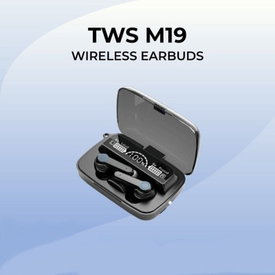 MAGENESE M19 Earbuds TWS Earphone Touch Control Mirror Digital Display Wireless Bluetooth Bluetooth(Black, True Wireless)