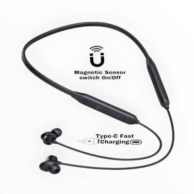 AIZINA Pro Neckband 48H Playtime*, ENC, Magnetic On/Off, Fast Charging_Y6 Bluetooth & Wired(Black, In the Ear)