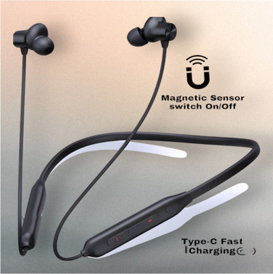 house of common 48 Hours Playtime Bluetooth Wireless Neckband Headphones Earphone_W8 Bluetooth & Wired(Black, In the Ear)