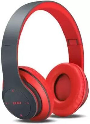 Techobucks Wireless Headphone Upto 24Hrs Playback, Wired Mode, USB-C Type Charging Bluetooth(Red, On the Ear)