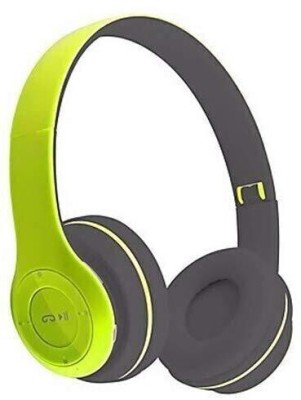 Zebur P47 Foldable/Sports/Office/ Gaming Wireless Headphone with Mic Bluetooth Headset Bluetooth(Green, On the Ear)