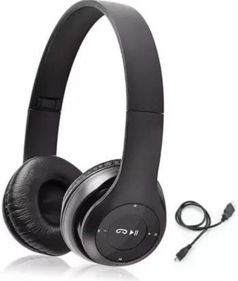 icall 2024 Wireless Portable Gaming Headphone Microphone Stereo Card Support Bluetooth & Wired(Black, True Wireless)