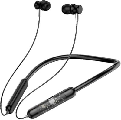 myxes Trendy & Cool Transparent Neckband Long Battery Life Bt V5.3 ENC High Bass Sound Bluetooth(Black, In the Ear)