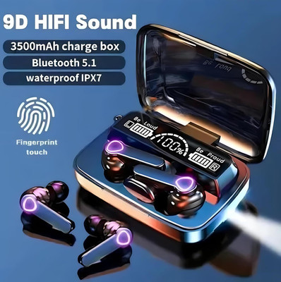 house of common M19 Wireless Earbuds TWS 5.1 Large Screen Dual LED Bluetooth(Black, True Wireless)
