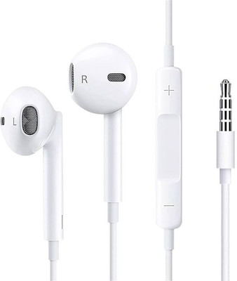 MZED Earphones with in-line Mic for Clear Calling, Multi-Functional Controller Wired(White, In the Ear)