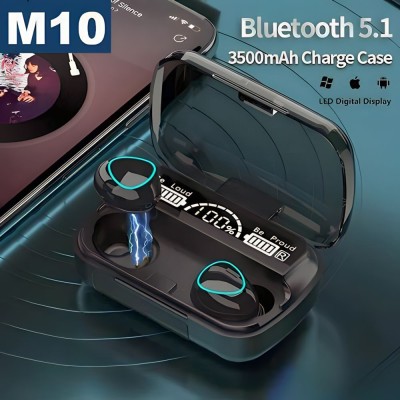 MR.NOBODY Earbuds M10 with Power Bank & ASAP Charge Wireless Bluetooth Headset n62 Bluetooth Headset(Black, True Wireless)