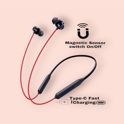 house of common Extreme Bass Wireless Neckband - Powerful Bass and premium design_G3 Bluetooth & Wired(Red, In the Ear)