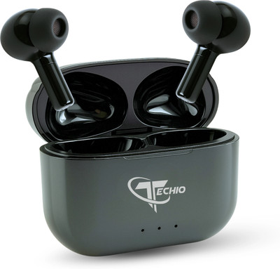 TECHIO BUDS XERO L3 with 50dB Hybrid ANC, Instacharge, Low Latency – Chrome Black Bluetooth(Black, True Wireless)