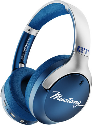 GOBOULT Mustang Q 70Hrs Battery, ENC Mic, 40mm Bass Boosted Drivers, 4 EQ Modes, 5.4v Bluetooth & Wired(Blue, On the Ear)